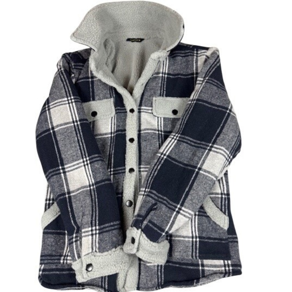 Fozexi Flannel Shacket Men's M Plaid Sherpa Lined Fleece Shirt Jacket Outdoorsy - Picture 1 of 5